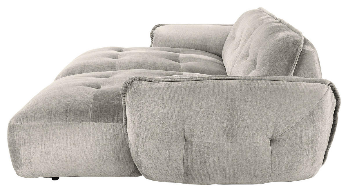 BIGSOFA in Chenille Silberfarben  - Silberfarben/Schwarz, Modern, Kunststoff/Textil (285/87/184cm) - Trendmanufaktur