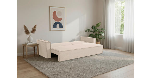 SCHLAFSOFA  mit Rücken echt, Armteil links, Armteil rechts Cord Beige  - Beige/Schwarz, Design, Textil (232/85/92cm) - Xora