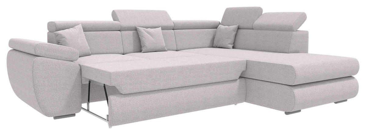 ECKSOFA Hellgrau Struktur  - Chromfarben/Hellgrau, KONVENTIONELL, Kunststoff/Textil (282/205cm) - Carryhome
