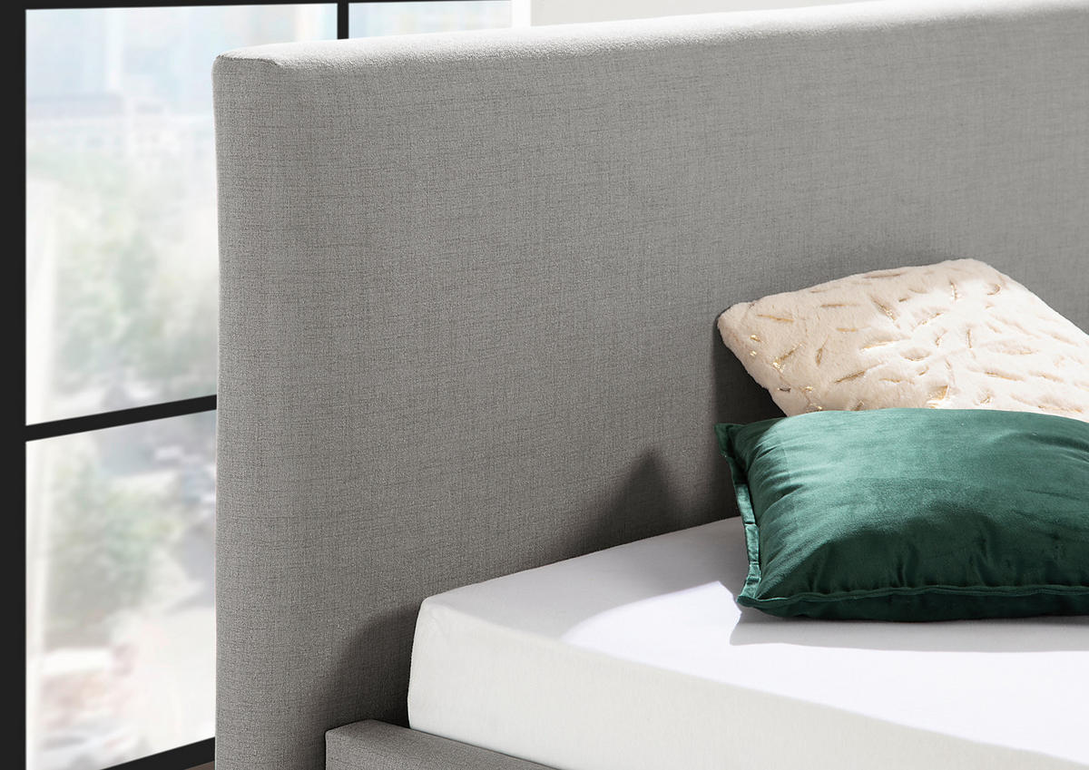 POLSTERBETT 140/200 cm,  in Grau,  - Silberfarben/Grau, MODERN, Textil/Metall (140/200cm) - Livetastic