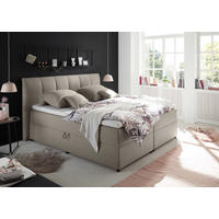 BOXSPRINGBETT 180/200 cm,  in Schlammfarben, Matratze, Bettkasten, Topper, H2 = mittel  - Schlammfarben/Schwarz, Basics, Kunststoff/Textil (180/200cm) - MID.YOU