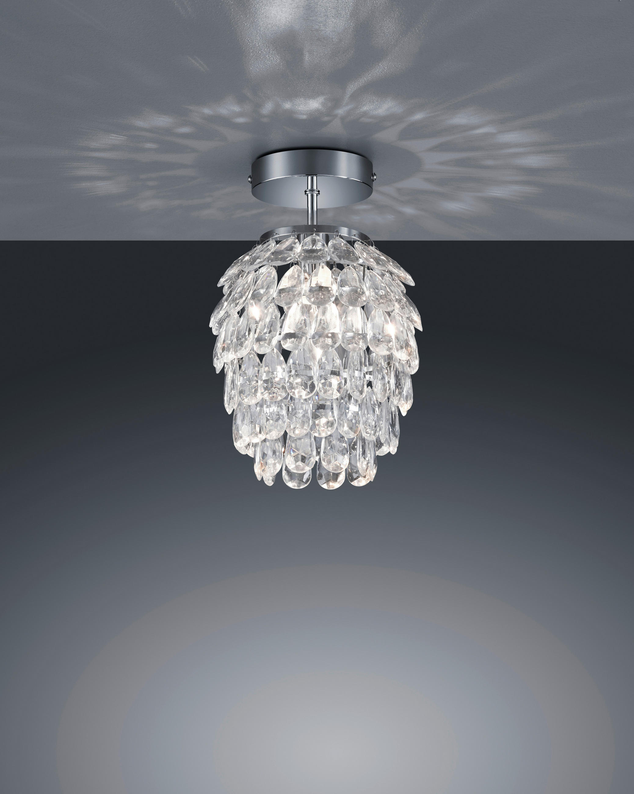 DECKENLEUCHTE 20/27 cm   - Chromfarben/Transparent, Design, Kunststoff/Metall (20/27cm) - P & B