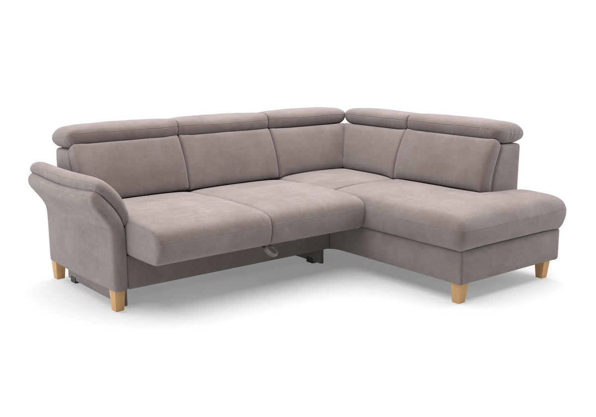 ECKSOFA GLENDALE E Taupe Flachgewebe  - Taupe/Eichefarben, KONVENTIONELL, Holz/Textil (247/193cm) - Sit & More