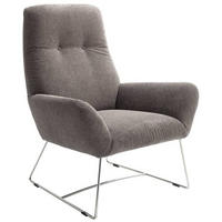 SESSEL in Flachgewebe Dunkelgrau  - Chromfarben/Dunkelgrau, Design, Textil/Metall (82/102/81cm) - Pure Home Lifestyle