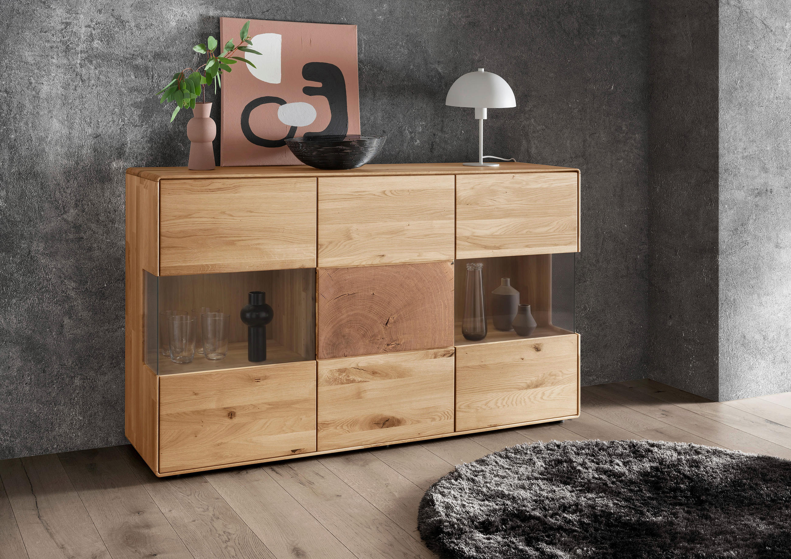 SIDEBOARD  150/89/40 cm  - Wildeiche, Basics, Glas/Holz (150/89/40cm) - Livetastic