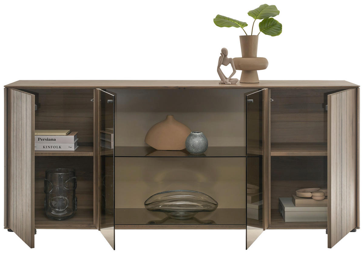 TÁLALÓSZEKRÉNY 196/81/46 cm  - bükkszínű/fekete, Design, Üveg/fa (196/81/46cm) - Johann Jakob