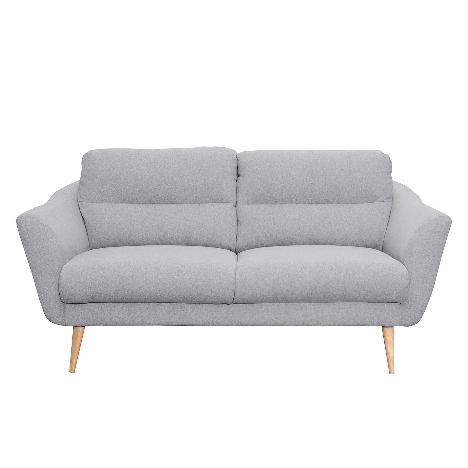 2,5-SITZER Webstoff Hellgrau  - Buchefarben/Hellgrau, Design, Holz/Textil (187/87/88cm) - Livetastic