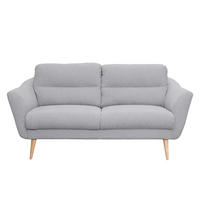 2,5-SITZER Webstoff Hellgrau  - Buchefarben/Hellgrau, Design, Holz/Textil (187/87/88cm) - Livetastic