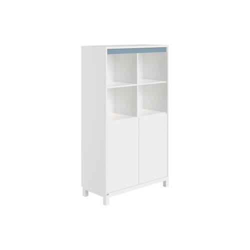 BABYREGAL Olli Standregal 2 Türen unten Weiß, Blau  - Blau/Weiß, Basics, Holzwerkstoff (94,8/159,9/40,1cm) - Paidi