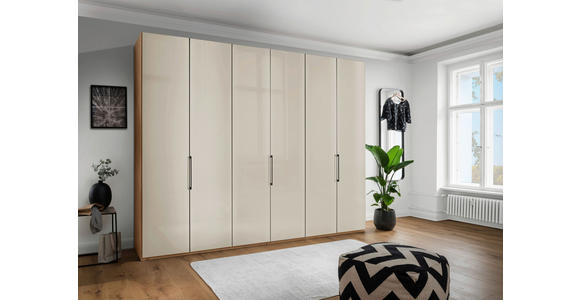FALTTÜRENSCHRANK in Champagner, Eiche Bianco - Schieferfarben/Eiche Bianco, KONVENTIONELL, Glas/Holzwerkstoff (300/216/58cm) - Dieter Knoll