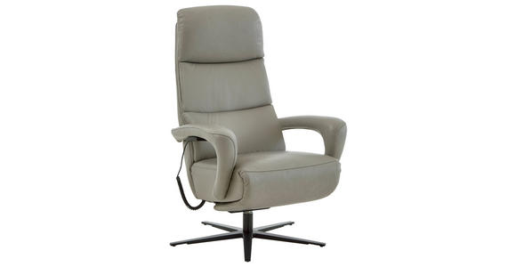 RELAXSESSEL in Leder Greige  - Greige/Schwarz, Design, Leder/Metall (76/110/86cm) - Dieter Knoll