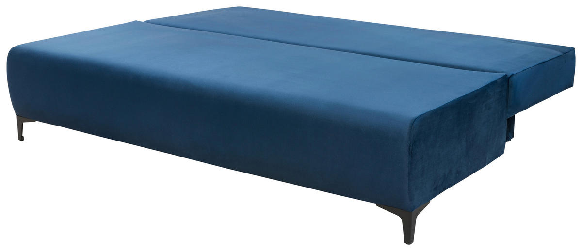 BOXSPRINGSOFA Samt Dunkelblau  - Schwarz/Dunkelblau, MODERN, Textil/Metall (201/100/105cm) - MID.YOU