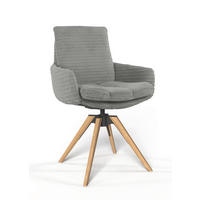 ARMLEHNSTUHL  Beinauswahl, Sitzfläche 360° drehbar, Stoff-/Lederauswahl gerippt  Grau  - Eichefarben/Grau, Design, Holz/Textil (60/91/62cm) - Valdera