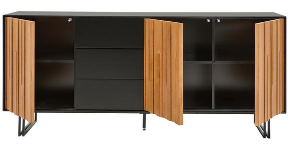 SIDEBOARD 180/77,5/40 cm  - Eichefarben/Schwarz, Trend, Holz/Holzwerkstoff (180/77,5/40cm) - Xora
