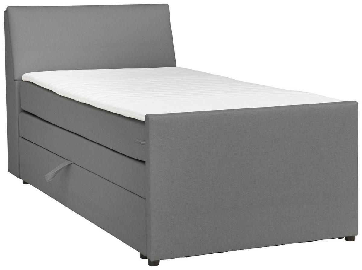 BOXSPRING-ÁGY 100/200 cm  szürke  - fekete/szürke, Modern, textil/fa (100/200cm) - MID.YOU