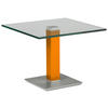 BEISTELLTISCH 60/60/46-65 cm Gelb, Edelstahlfarben quadratisch  - Edelstahlfarben/Gelb, Design, Glas/Kunststoff (60/60/46-65cm)