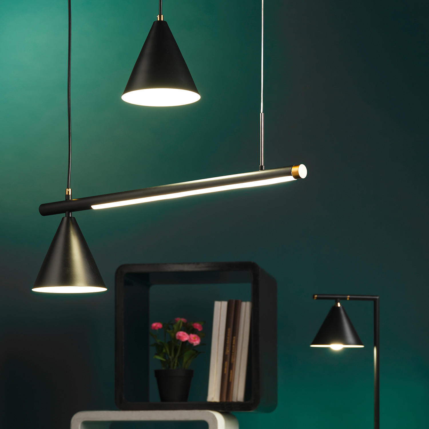 LED-HÄNGELEUCHTE 90/15/120 cm  - Schwarz, Design, Metall (90/15/120cm)