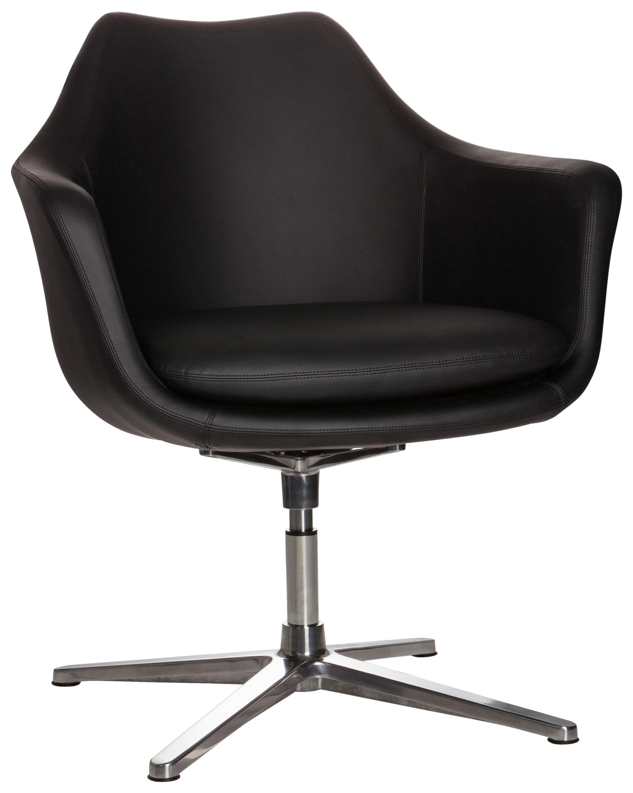 SNURRSTOL  i läderimitation svart  - silver/svart, Basics, metall/textil (67/85/63cm) - MID.YOU