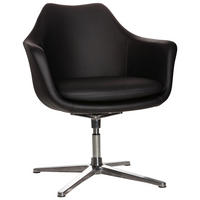 DREHSTUHL Lederlook Schwarz  - Silberfarben/Schwarz, Basics, Textil/Metall (67/85/63cm) - MID.YOU
