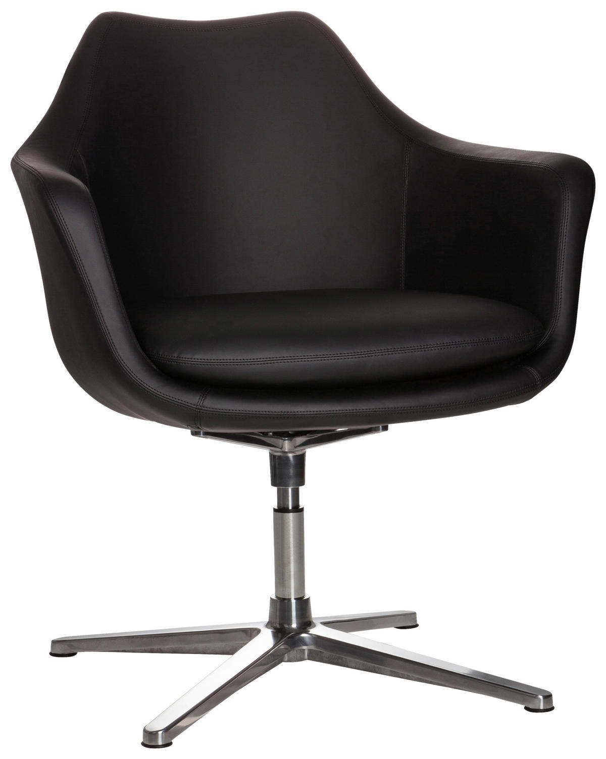 DREHSTUHL Lederlook Schwarz  - Silberfarben/Schwarz, Basics, Textil/Metall (67/85/63cm) - MID.YOU