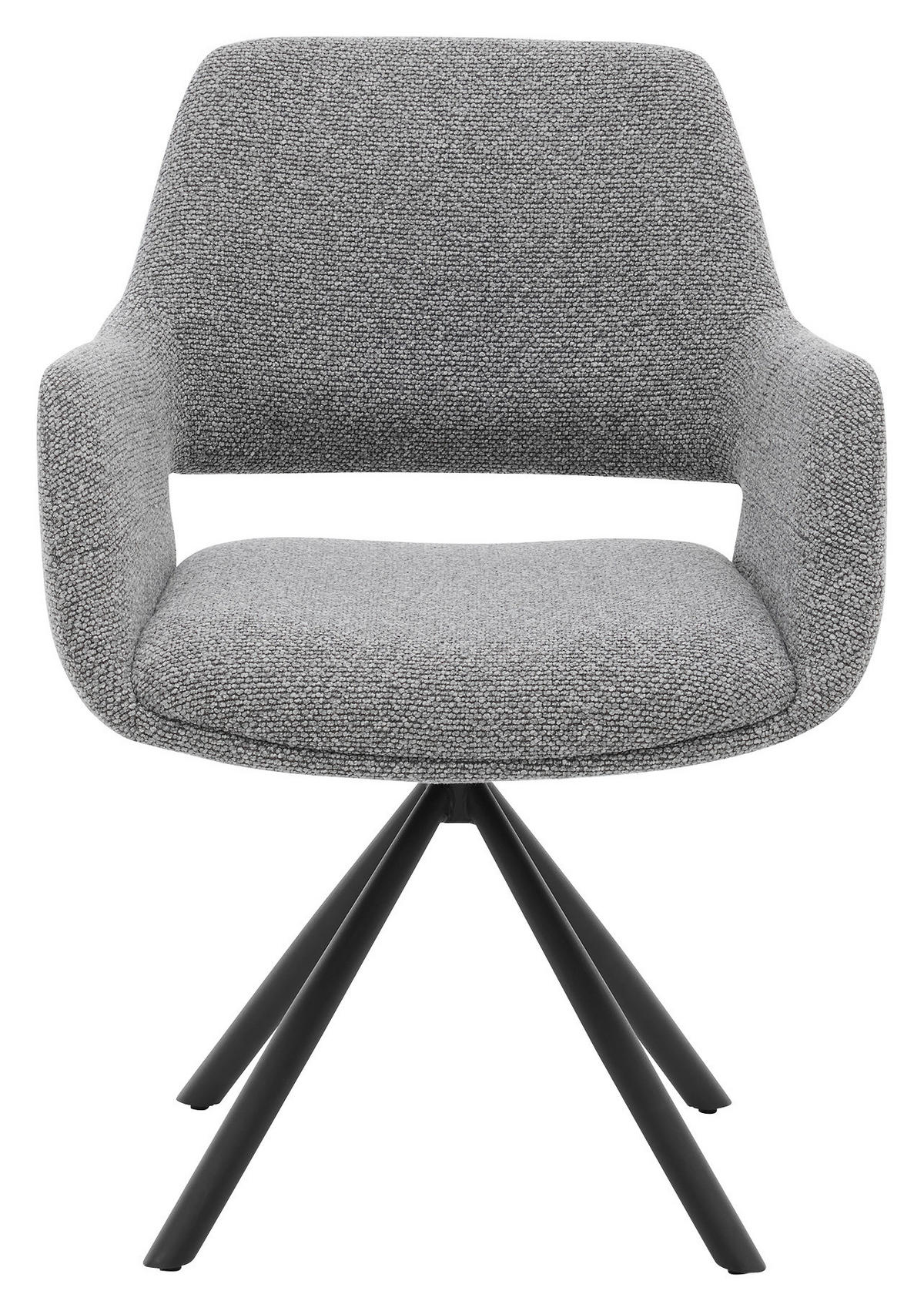 ARMLEHNSTUHL  Stoffauswahl, Sitzfläche 180° drehbar, automatische Rückholfunktion Bouclé  - Schwarz/Grau, Design, Textil/Metall (62/83/62cm) - Musterring