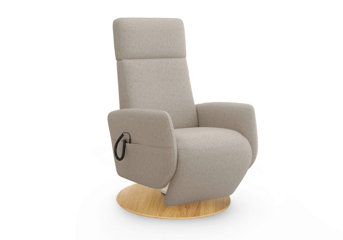 RELAXSESSEL in Textil Taupe  - Taupe/Eichefarben, KONVENTIONELL, Holz/Textil (71/110/82cm) - Sit & More