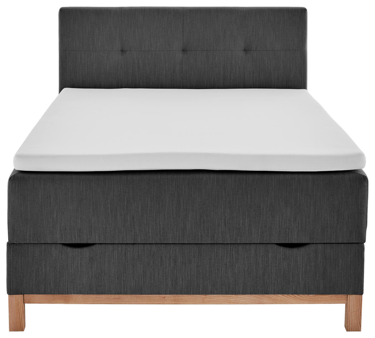 BOXBETT 120/200 cm,  in Anthrazit, Topper, H3 = fest  - Eichefarben/Anthrazit, MODERN, Holz/Textil (120/200cm) - Livetastic