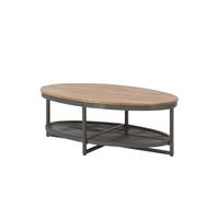 COUCHTISCH Mangoholz massiv 121/71/44 cm oval Braun, Schwarz  - Schwarz/Braun, KONVENTIONELL, Holz/Metall (121/71/44cm) - MID.YOU
