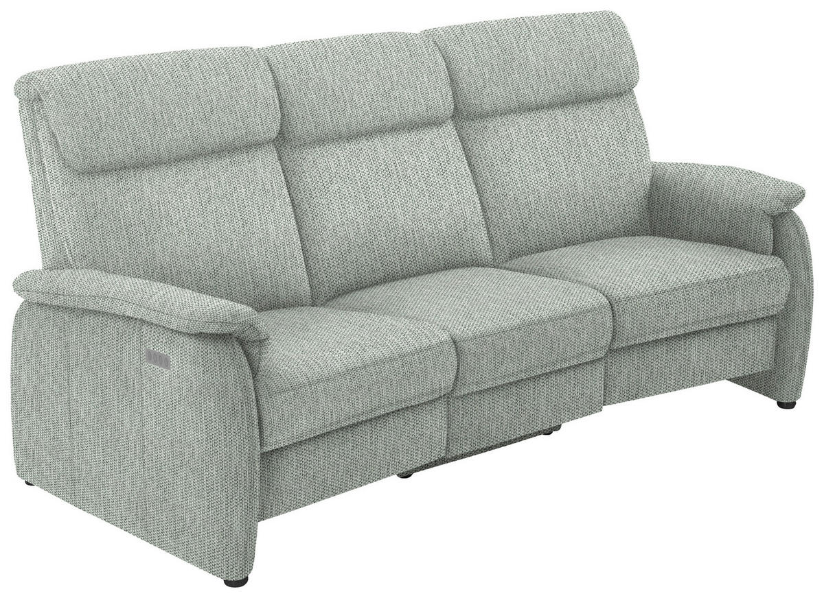 TRAPEZSOFA in Flachgewebe Hellgrau  - Hellgrau/Schwarz, Konventionell, Textil/Metall (219/107/97cm) - Pure Home Comfort