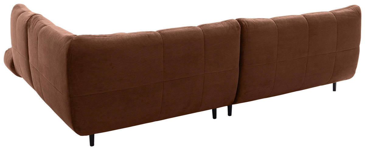 ECKSOFA Ottomane rechts, Eckteil  Rostfarben Feincord  - Rostfarben/Schwarz, Design, Holz/Textil (288/215cm) - Pure Home Lifestyle