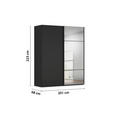 SCHWEBETÜRENSCHRANK 201/223/68 cm 2-türig Schwarz  - Schwarz, KONVENTIONELL, Glas/Holzwerkstoff (201/223/68cm) - Novel