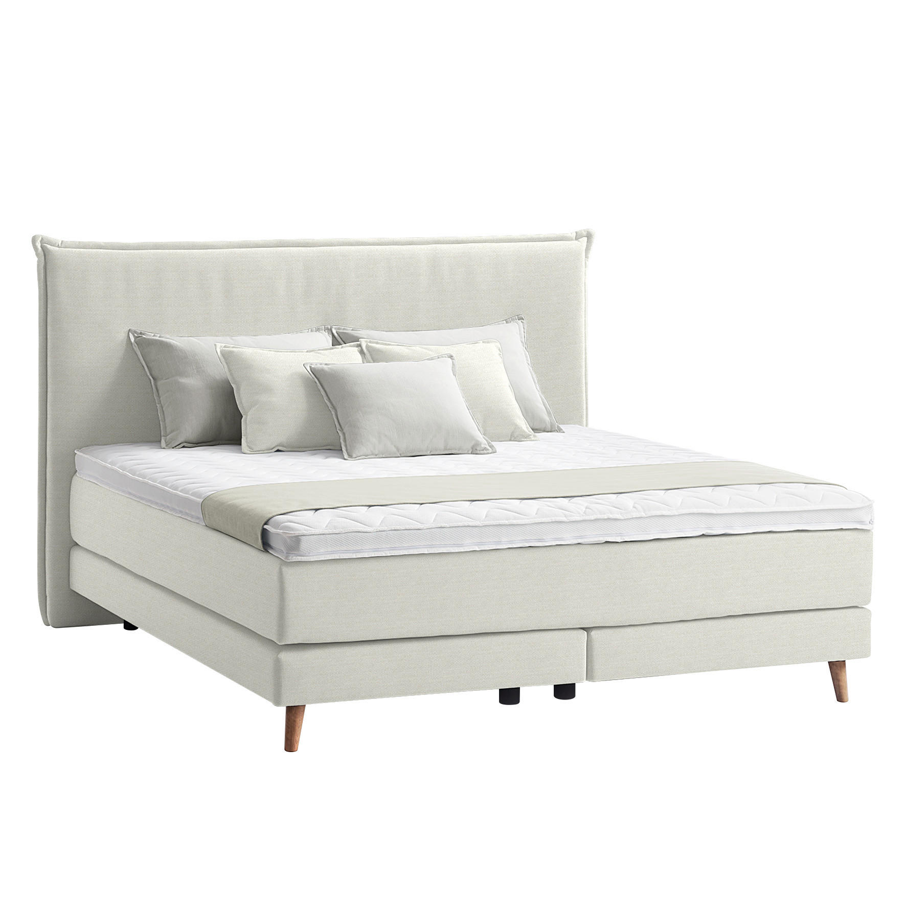 BOXSPRINGBETT 180/200 cm  in Creme  - Eichefarben/Creme, Design, Holzwerkstoff/Textil (180/200cm) - home24