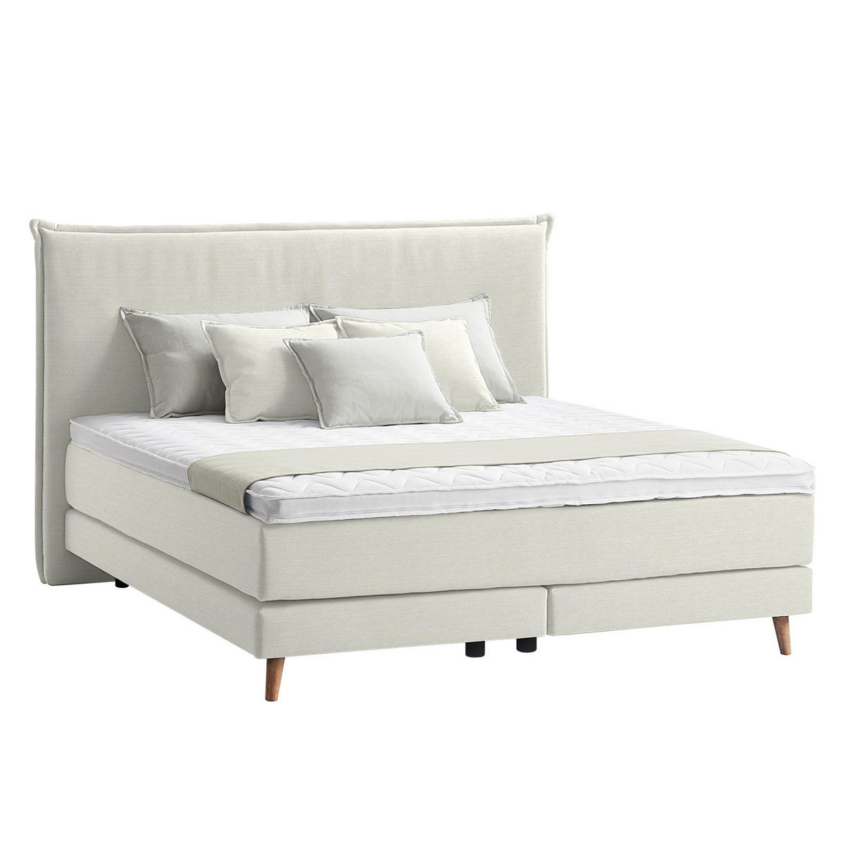 BOXSPRINGBETT 160/200 cm  in Creme  - Eichefarben/Creme, Design, Holzwerkstoff/Textil (160/200cm) - home24