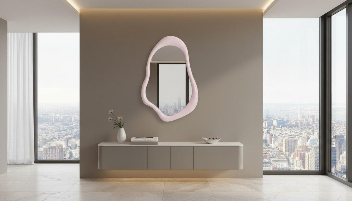 WANDSPIEGEL 60/90/4,5 cm    in wellenförmig  - Rosa, LIFESTYLE, Glas/Holzwerkstoff (60/90/4,5cm) - Novel