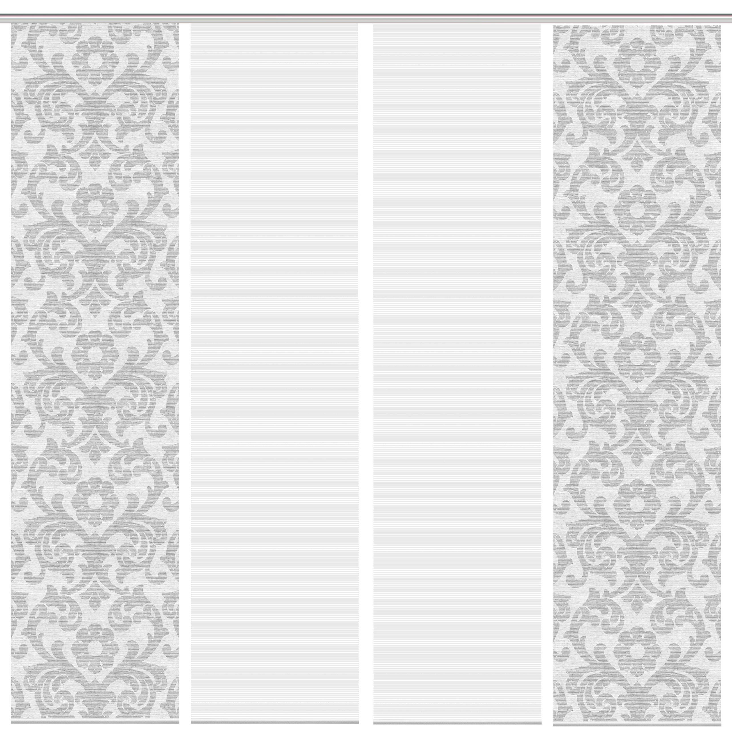 FLÄCHENVORHANG ORNAMIA, 4-TLG. in Grau halbtransparent  - Grau, Basics, Textil (60/260cm)
