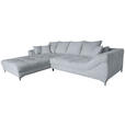 ECKSOFA Silberfarben Chenille  - Chromfarben/Silberfarben, KONVENTIONELL, Textil/Metall (227/329cm) - Carryhome