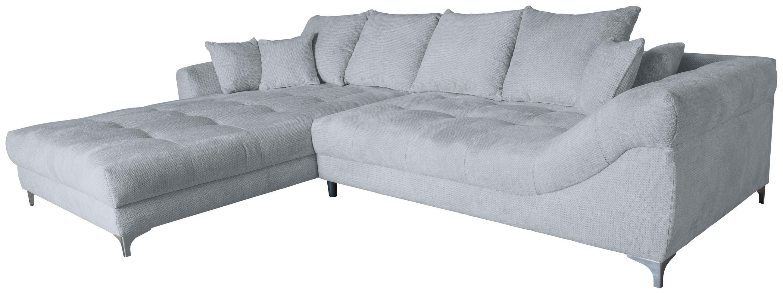 ECKSOFA Silberfarben Chenille  - Chromfarben/Silberfarben, KONVENTIONELL, Textil/Metall (227/329cm) - Carryhome