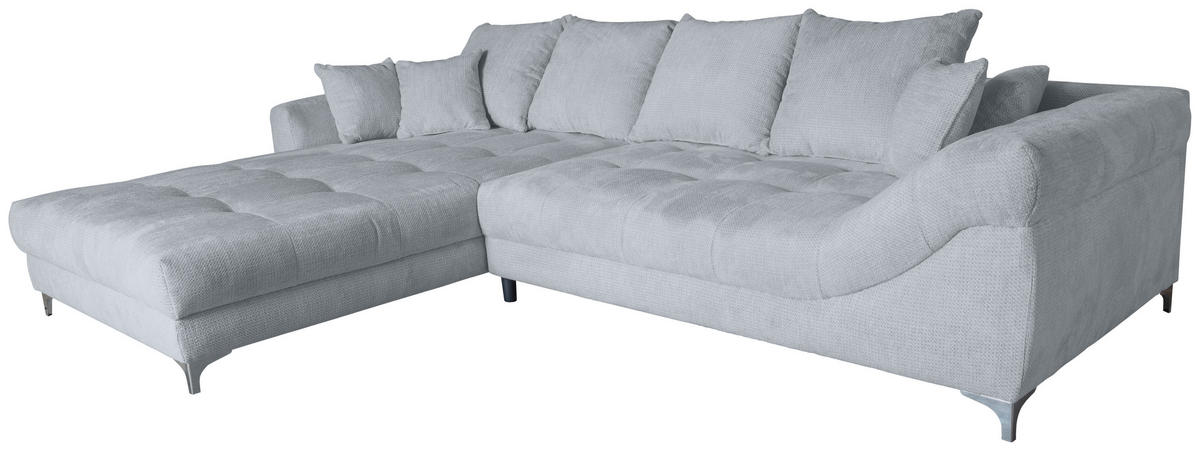 ECKSOFA Silberfarben Chenille  - Chromfarben/Silberfarben, KONVENTIONELL, Textil/Metall (227/329cm) - Carryhome