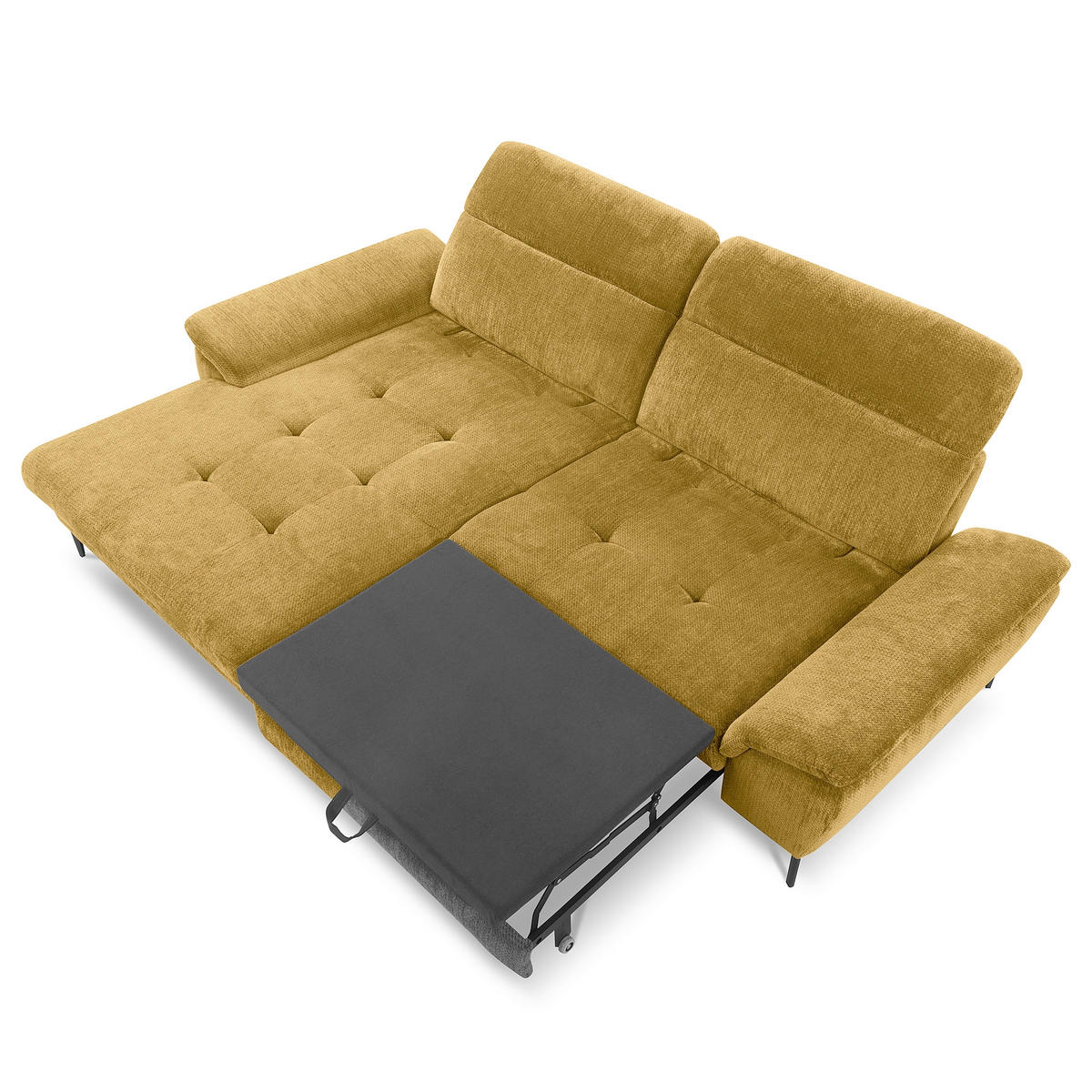 ECKSOFA  Webstoff Senfgelb  - Senfgelb/Schwarz, Design, Textil/Metall (195/268cm) - Livetastic