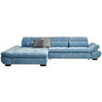 ECKSOFA  in Flachgewebe Pastellblau  204/341 cm  - Pastellblau/Schwarz, Design, Textil/Metall (204/341cm) - Xora