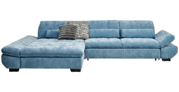 ECKSOFA  in Flachgewebe Pastellblau  204/341 cm  - Pastellblau/Schwarz, Design, Textil/Metall (204/341cm) - Xora