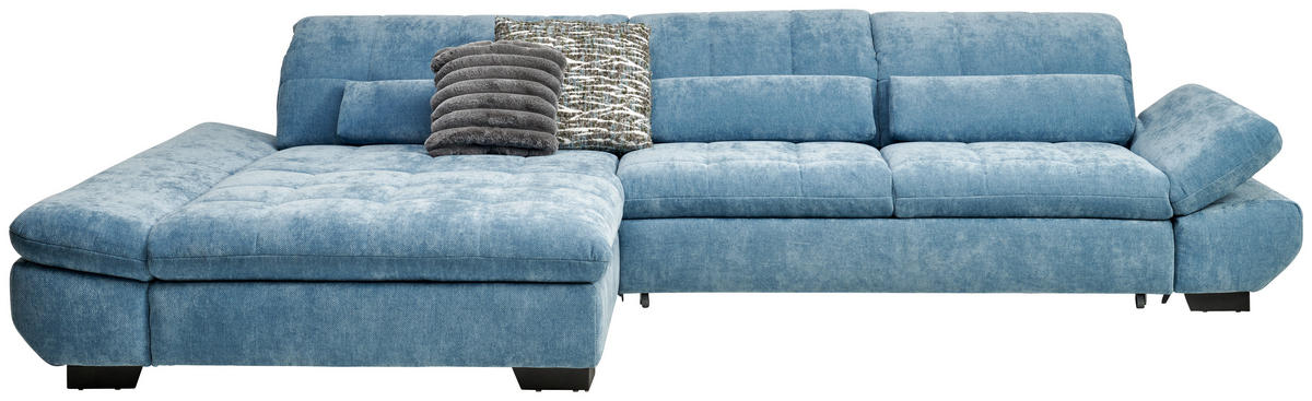 ROHOVÁ SEDACIA SÚPRAVA, textil, pastelová modrá - čierna/pastelová modrá, Design, kov/textil (204/341cm) - Xora