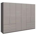 FALTTÜRENSCHRANK  in Hellgrau, Dunkelgrau  - Chromfarben/Dunkelgrau, KONVENTIONELL, Glas/Holzwerkstoff (300/216/58cm) - Venda