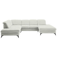 WOHNLANDSCHAFT Chenille Naturfarben  - Schwarz/Naturfarben, Design, Textil/Metall (255/364/198cm) - Beldomo Style