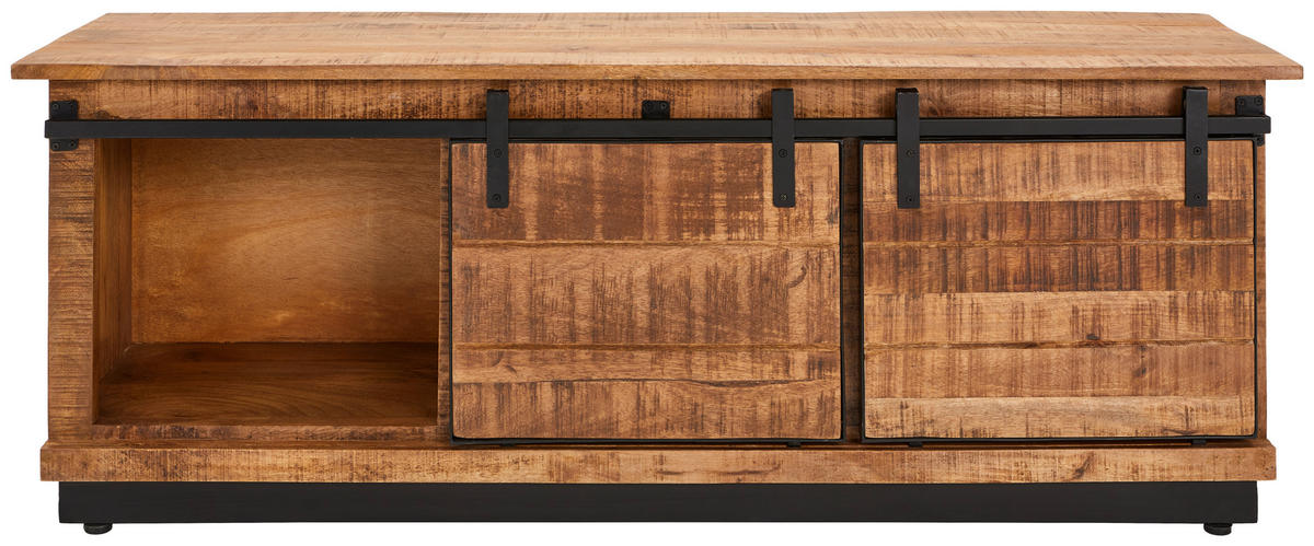 LOWBOARD Lusaka  in 140/50/40 cm  - Schwarz/Braun, Natur, Holz (140/50/40cm) - Livetastic