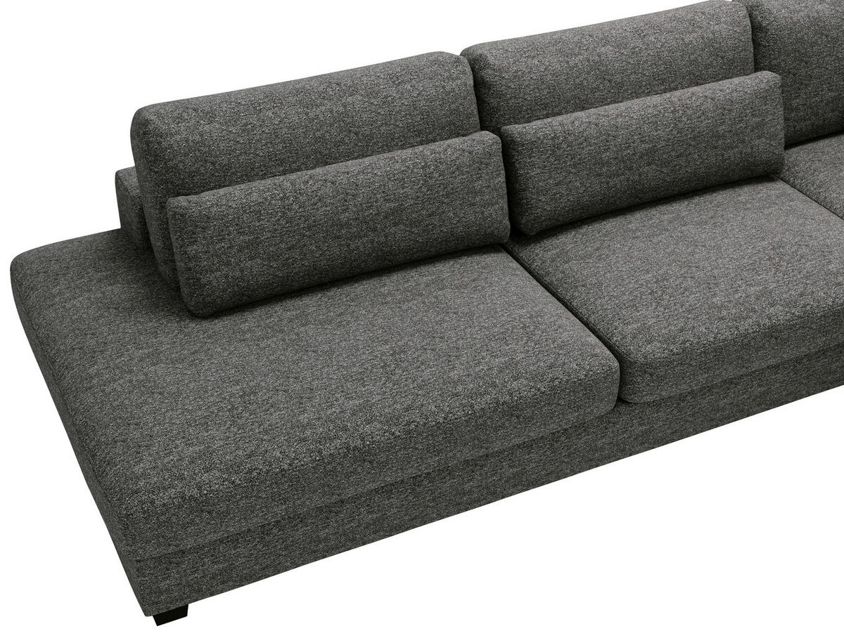 ECKSOFA in Plüsch, Bouclé Grau  - Schwarz/Grau, Design, Kunststoff/Textil (332/244cm) - Livetastic