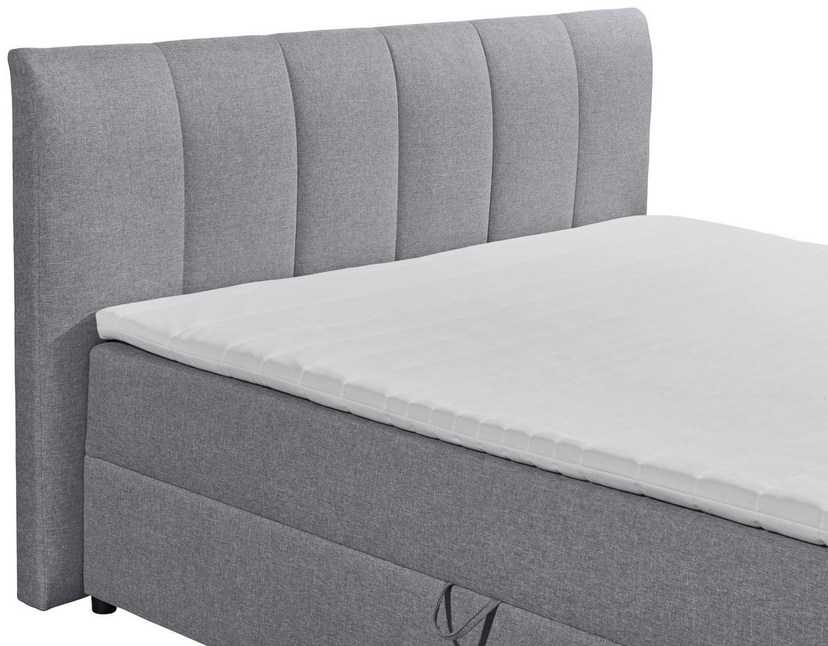 BOXSPRINGOVÁ POSTEĽ, 180/200 cm, sivá - čierna/sivá, Basics, textil/plast (180/200cm) - MID.YOU