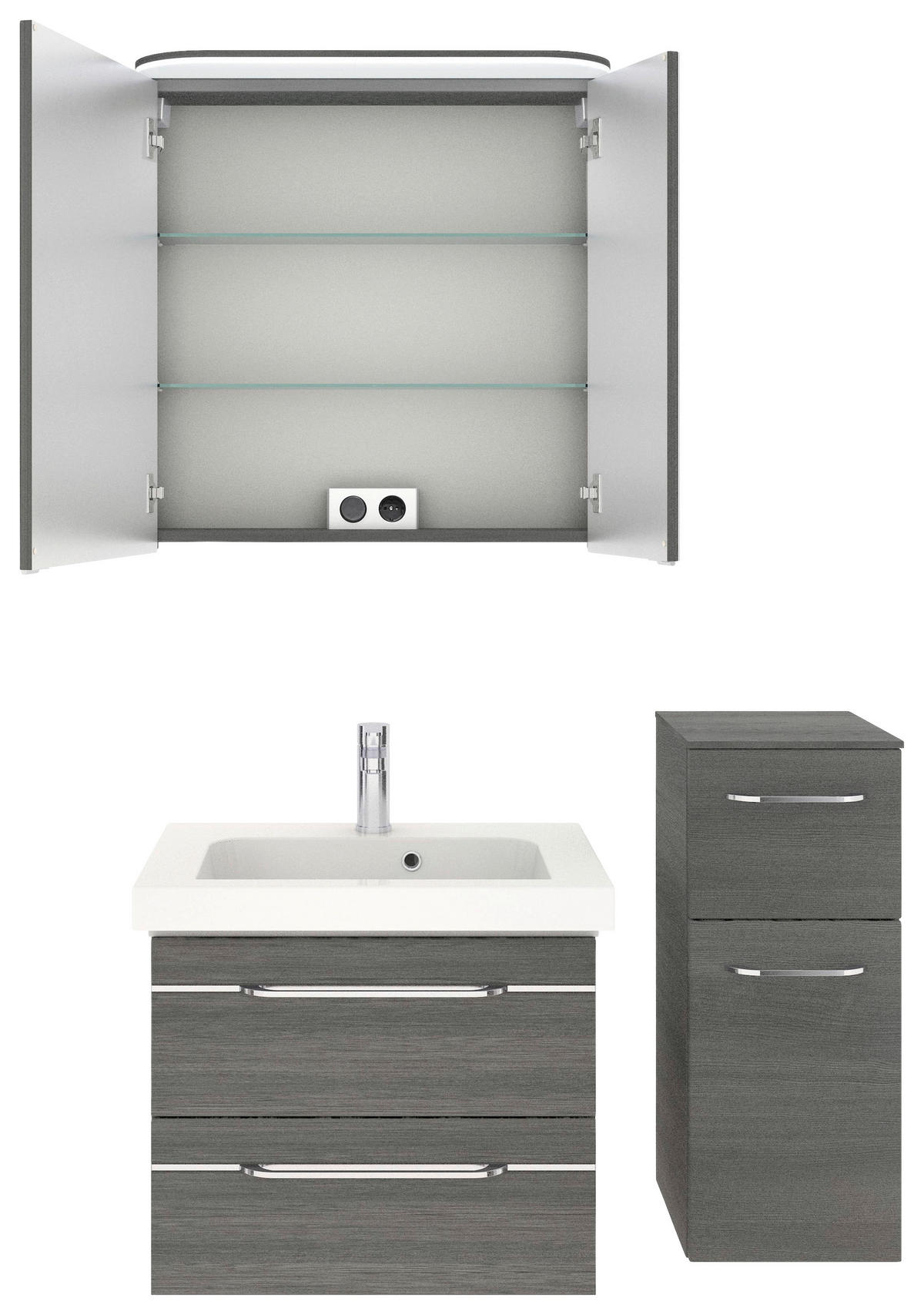 BADEZIMMER 4-teilig  in 100 cm  - Chromfarben/Graphitfarben, KONVENTIONELL, Glas/Holzwerkstoff (100cm) - Pelipal