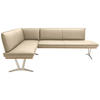 ECKBANK 162/217 cm  in Beige  - Edelstahlfarben/Beige, Design, Leder/Holz (162/217cm) - Ambiente