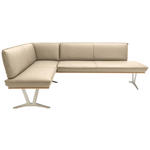 ECKBANK 162/197 cm  in Beige  - Edelstahlfarben/Beige, Design, Leder/Holz (162/197cm) - Ambiente